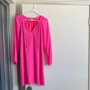 Lilly Pulitzer Hot Pink Roslyn  Silk Dress Size Medium